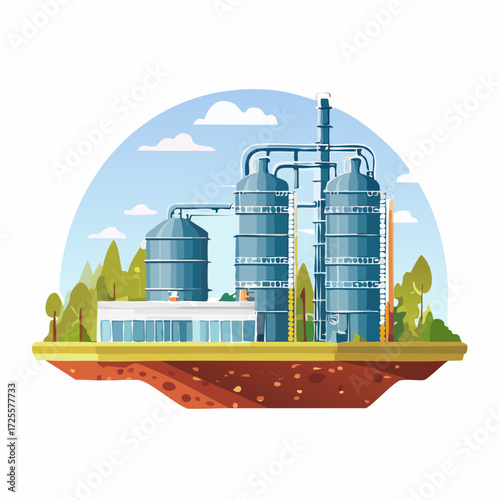 Chemical Factory on a Sustainable Floating Island