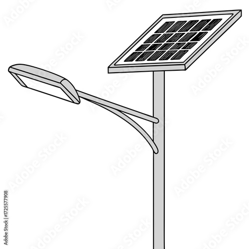 Modern street lamp powered by a solar panel on a pole for sustainable urban lighting and energy efficiency