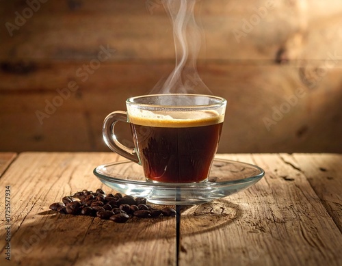 cup of coffee on wooden table