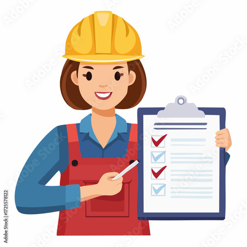 Female Construction Worker with Completed Checklist