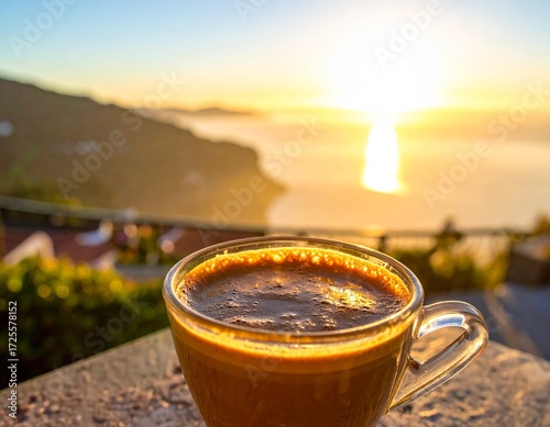 cup of coffee on the beach