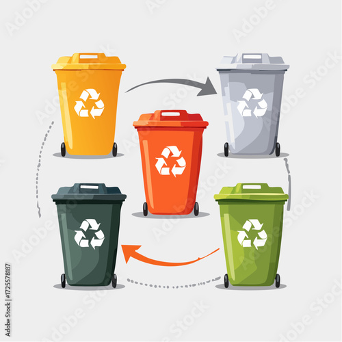Different Colored Bins for Sustainable Recycling