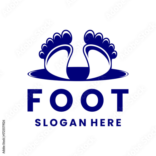 Feet logo design template, foot simple with hole logo art design