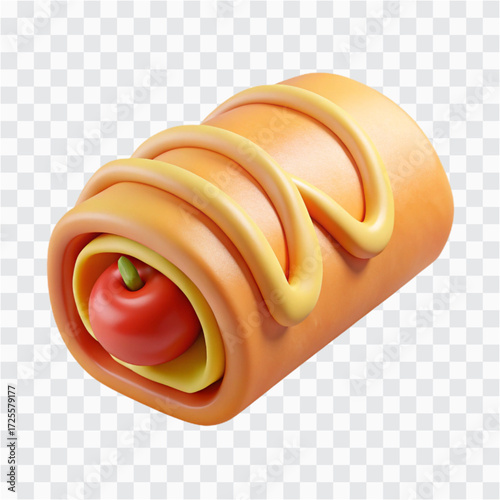 3D Apple Strudel Icon | Austrian Pastry, Dessert & Traditional Food