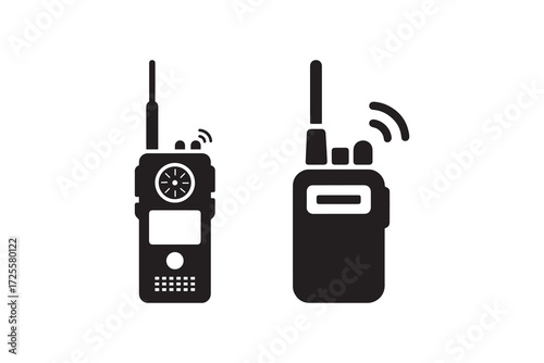 Walkie Talkie Silhouette Icon Set Handheld Radio Transceiver Vector Graphic