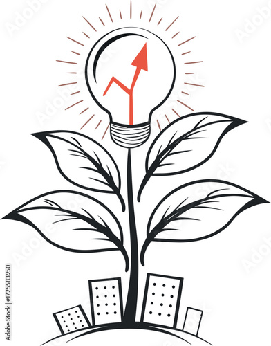 Vector illustration of a plant in a pot with green leaves, a nature and ecology concept design symbol for life and growth