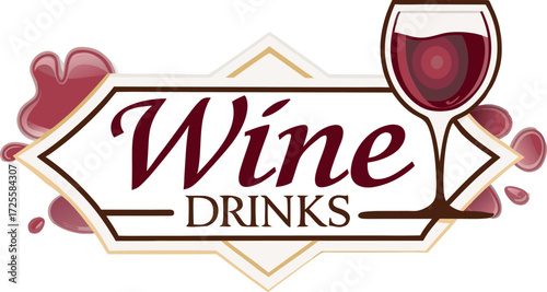 Vintage vector illustration of a high-quality wine label design featuring a red ribbon and a guarantee stamp icon