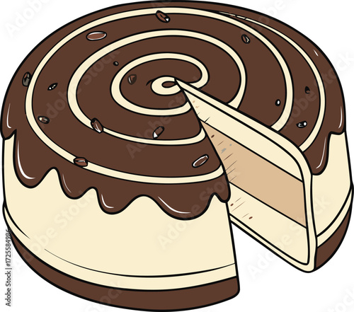 Delicious Slice of Chocolate Cake Illustration for Food Lovers