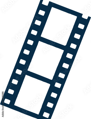 Minimalist film strip illustration for film, photography and media projects in dark blue and white