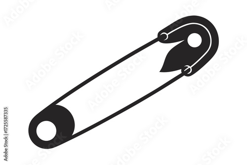Vector illustration of a needle thread and metal pin on white background