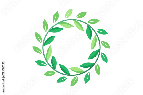 Green laurel wreath vector illustration with leaves and branches symbolizing nature and growth