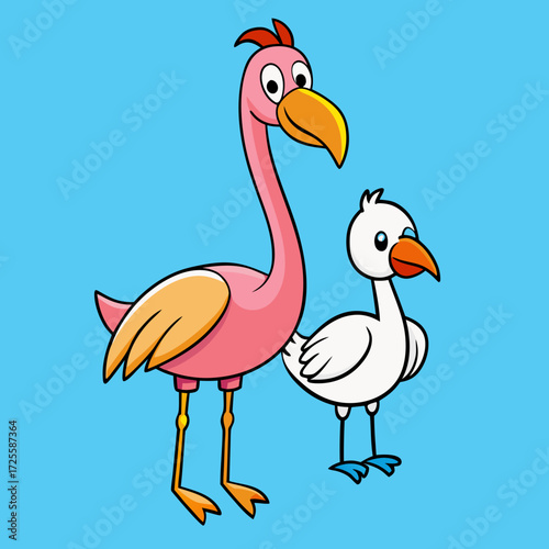 vector illustration of a cartoon flamingo