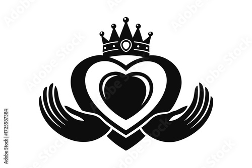 Heart with wings vector illustration design emblem icon tattoo symbol art logo decoration royal shield crown heraldic frame ornament pattern