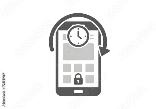 Minimal icon of a screen time limit — no background, no shadow PNG