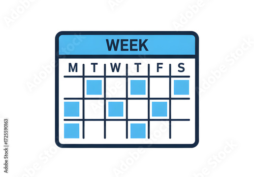 Minimal icon of a weekly planning board — white background, no shadow PNG