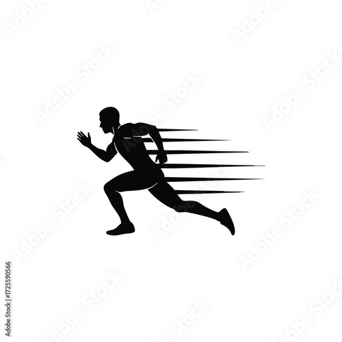 Dynamic silhouette of a runner in motion, conveying speed and athleticism through streamlined design elements.