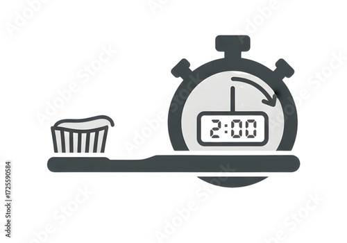 Minimal icon of a toothbrush and timer — no background, no shadow PNG