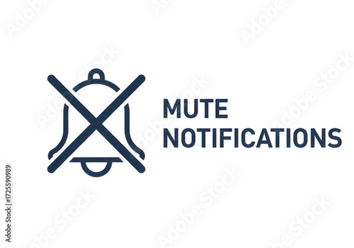 Minimal icon of a notification mute bell — no background, no shadow PNG