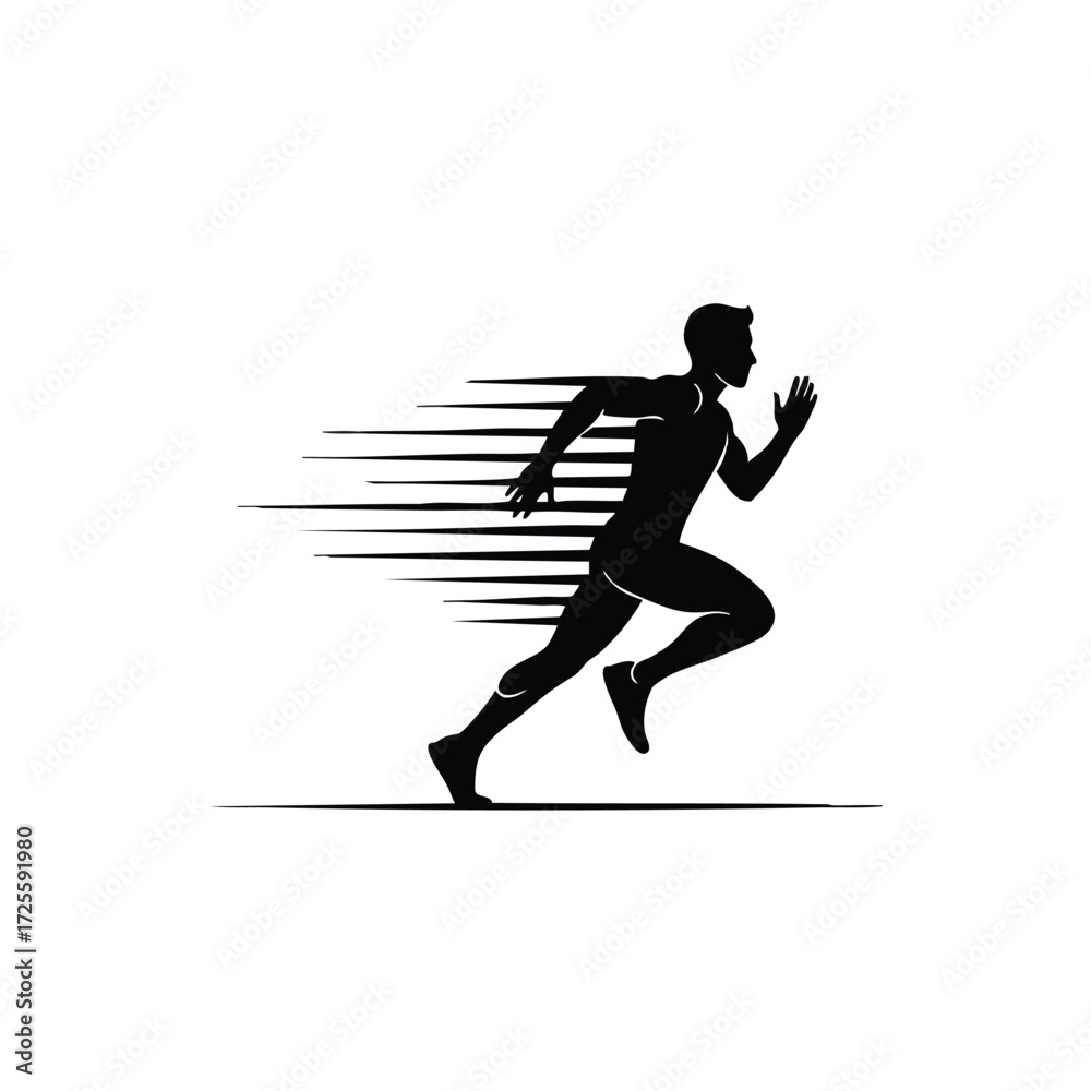 Fototapeta premium Dynamic silhouette of a runner in motion, capturing the essence of speed and athleticism through stylized lines.