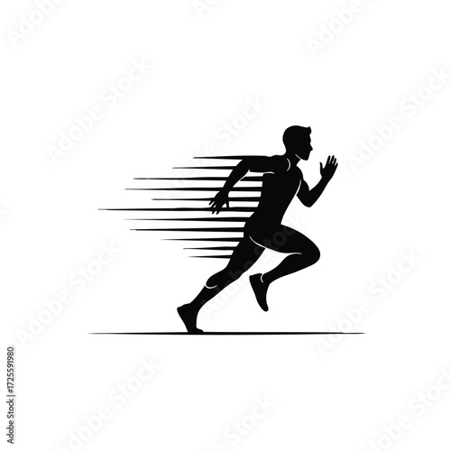 Dynamic silhouette of a runner in motion, capturing the essence of speed and athleticism through stylized lines.