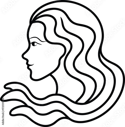Vector art of virgo zodiac sign illustration this elegant line art depicts the astrological symbol for virgo, representing purity, service, and attention to detail in astrology