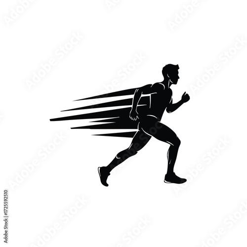 Dynamic silhouette of a runner in motion, capturing the essence of speed and athleticism through stylized lines.