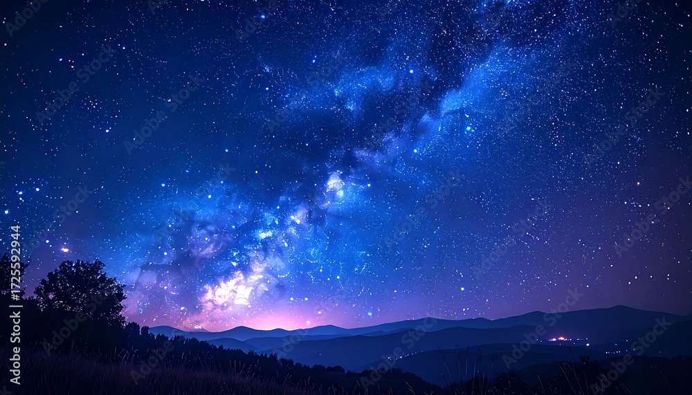 Fototapeta premium Night sky with Milky Way over mountains