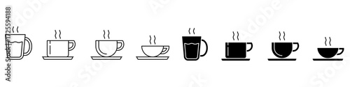 Coffee cup icon vector set. tea cup illustration sign collection. hot drinks symbol. Cappuccino logo. latte web icons.