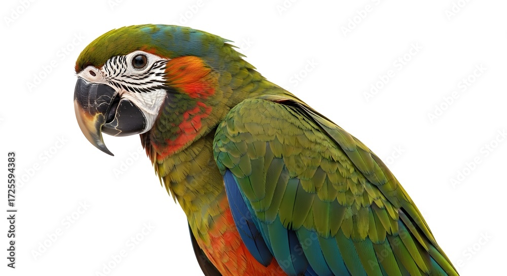 Fototapeta premium Professional Studio Shot of Colorful Parrot on White Background
