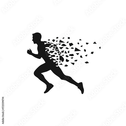 A dynamic silhouette of a runner in motion, symbolizing speed and the concept of breaking from limitations.
