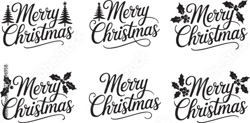 Festive christmas icons with typographic elements