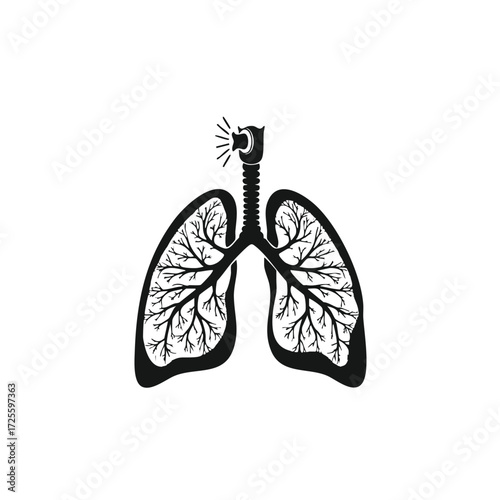 A detailed representation of human lungs showcasing intricate branching structures and airways for educational purposes.