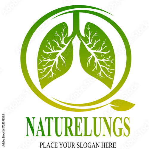 Vector logo illustration nature lungs gradient colorful style