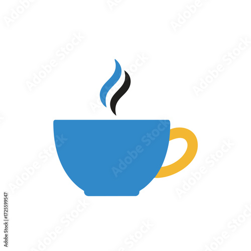Colorful Flat Tea Cup Line Vector