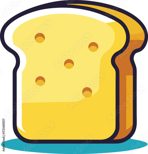 Vector art of a slice of toast, a simple and comforting breakfast staple, perfect for spreading with butter, jam, or avocado, showcasing its golden