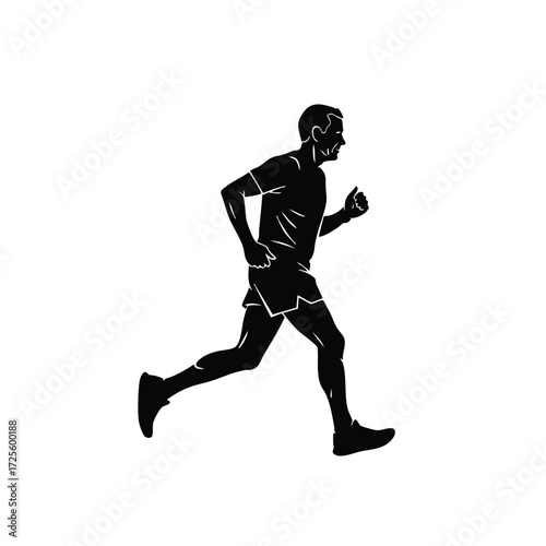 A dynamic silhouette of a runner in motion, showcasing athleticism and determination during exercise.