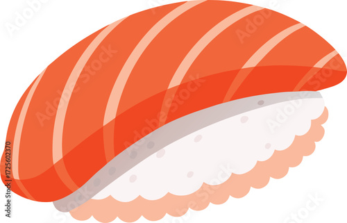 Vector art of fresh and delicious salmon sushi nigiri, this classic japanese dish features a slice of raw salmon atop a bed of vinegared rice