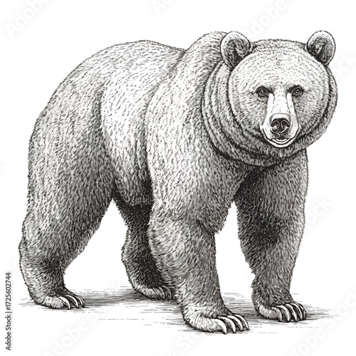 The isolated vector illustration depicts a cartoon polar bear walking in the wild with a baby