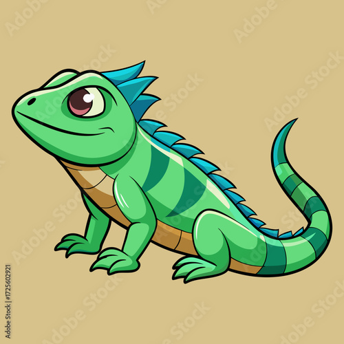 green iguana on a branch
