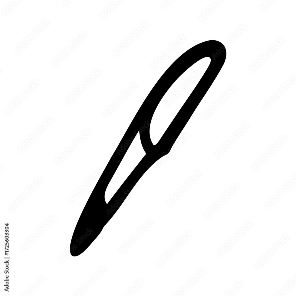 Obraz premium Simple black outline drawing of a calligraphy nib on a white background