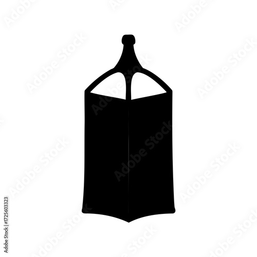 Silhouette of an antique lamp or hanging light fixture on white