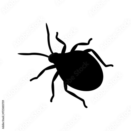 Black silhouette of a beetle, vector illustration on a white background