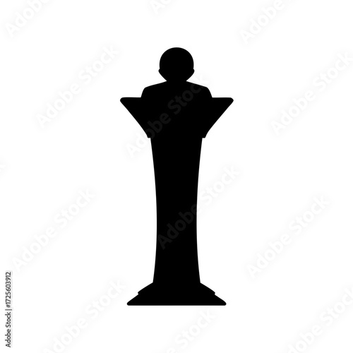 Silhouette of a person giving a speech from a tall podium