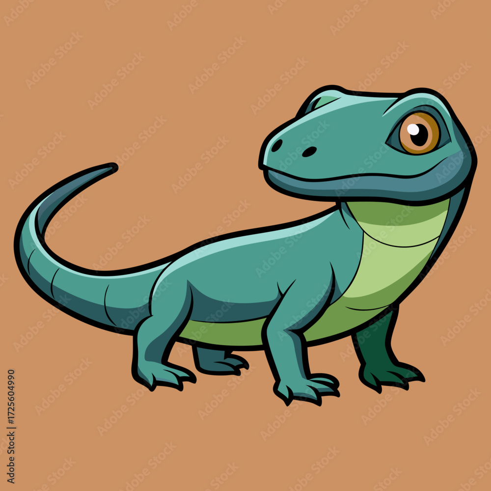 Fototapeta premium animal, cartoon, dinosaur, lizard, reptile, vector, illustration, fun, art, crocodile, green, dino, cute, dragon, frog, wildlife, funny, nature, monster, gecko, design, character, baby, drawing, wild