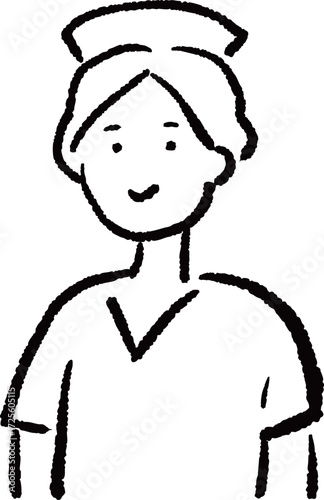 ナースキャップをかぶる看護師のイラスト