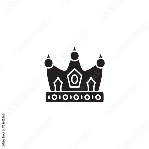 queen crown silhouette line art vector illustration with a white background
