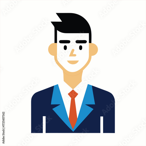 Modern minimalist flat design portrait of a professional business man in a suit and tie for corporate presentations and digital content