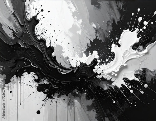 Abstract Black And White Paint Splashes