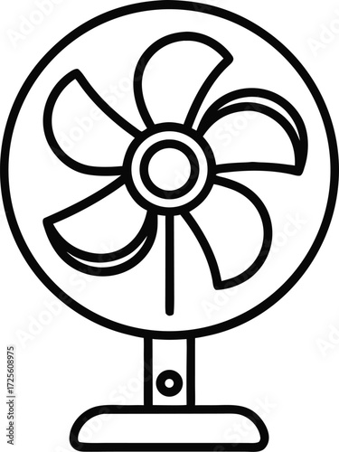 Electric table fan outline icon vector on white background 