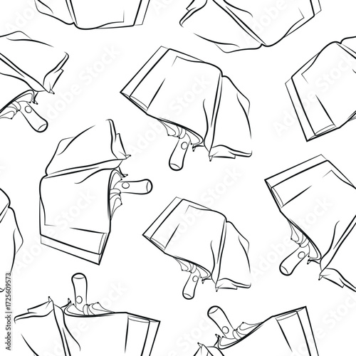 pattern of rain umbrellas in a half-closed, open state in line art style, for advertising, coupons or other types of printing